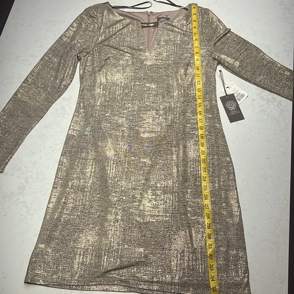 Vince Camuto Metallic Long Sleeve Dress Size 8 - Picture 9 of 9